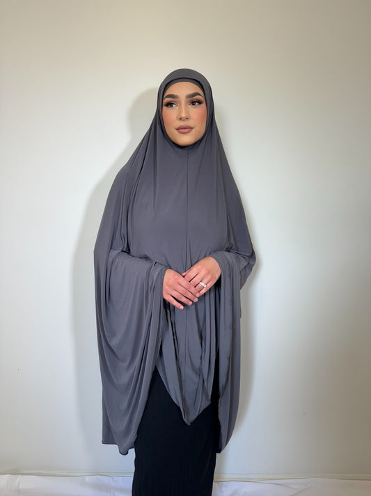 Grey sleeveless jilbab set