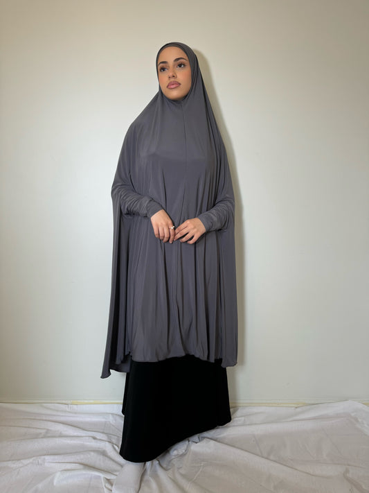 Grey standard sleeved jilbab set